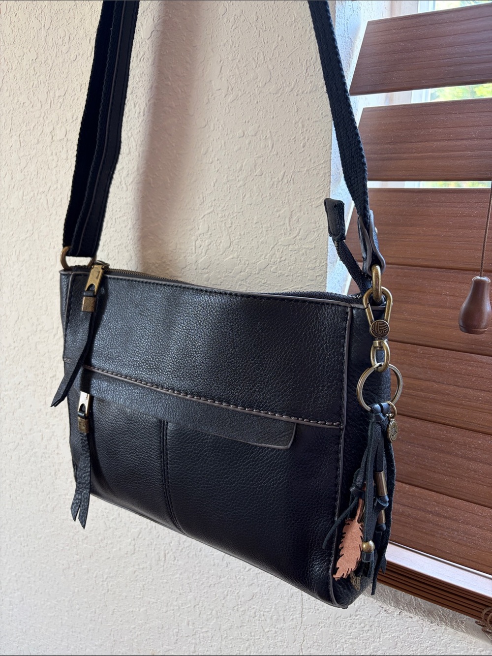 The Sak Alameda Black Pebbled Leather Crossbody Bag